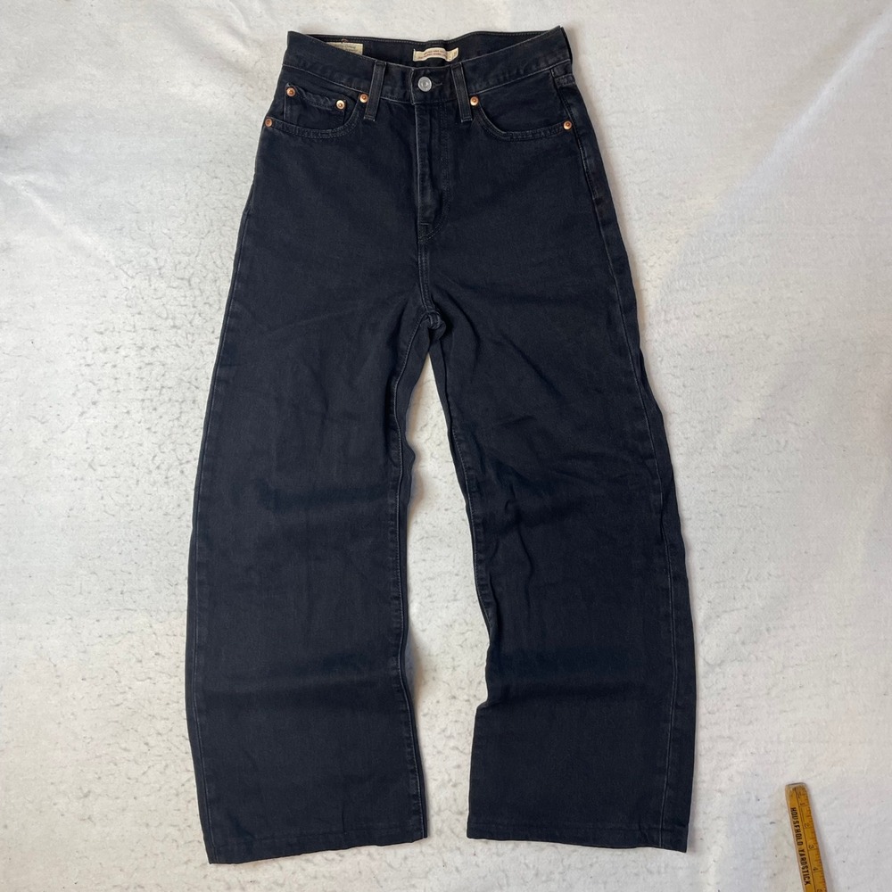 Levi's Ribcage Wide Leg Jeans Womens 27 Black High Rise Denim